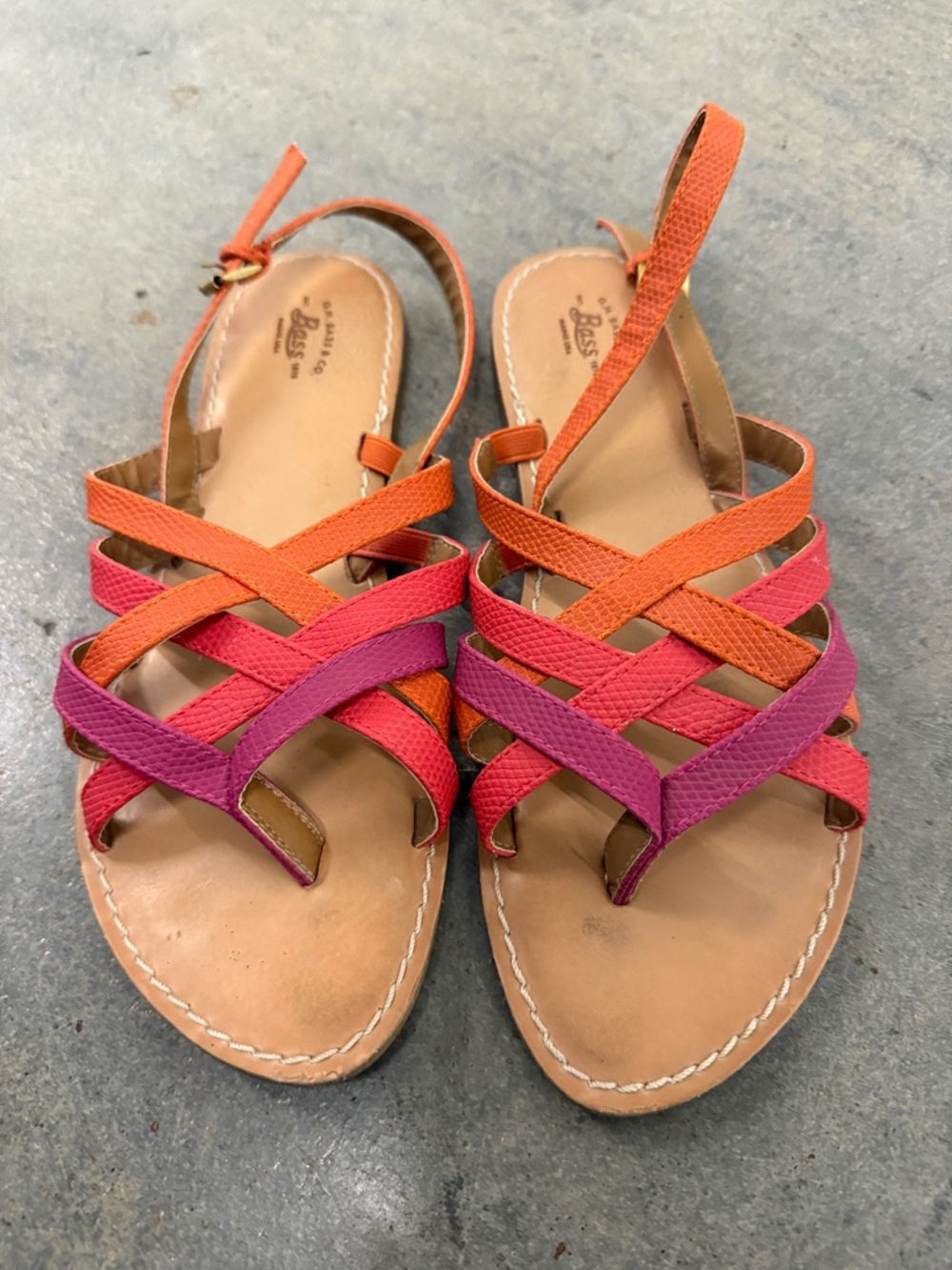 Bass Multicolor Strappy Slingback Sandals - Orange & Pink & Purple